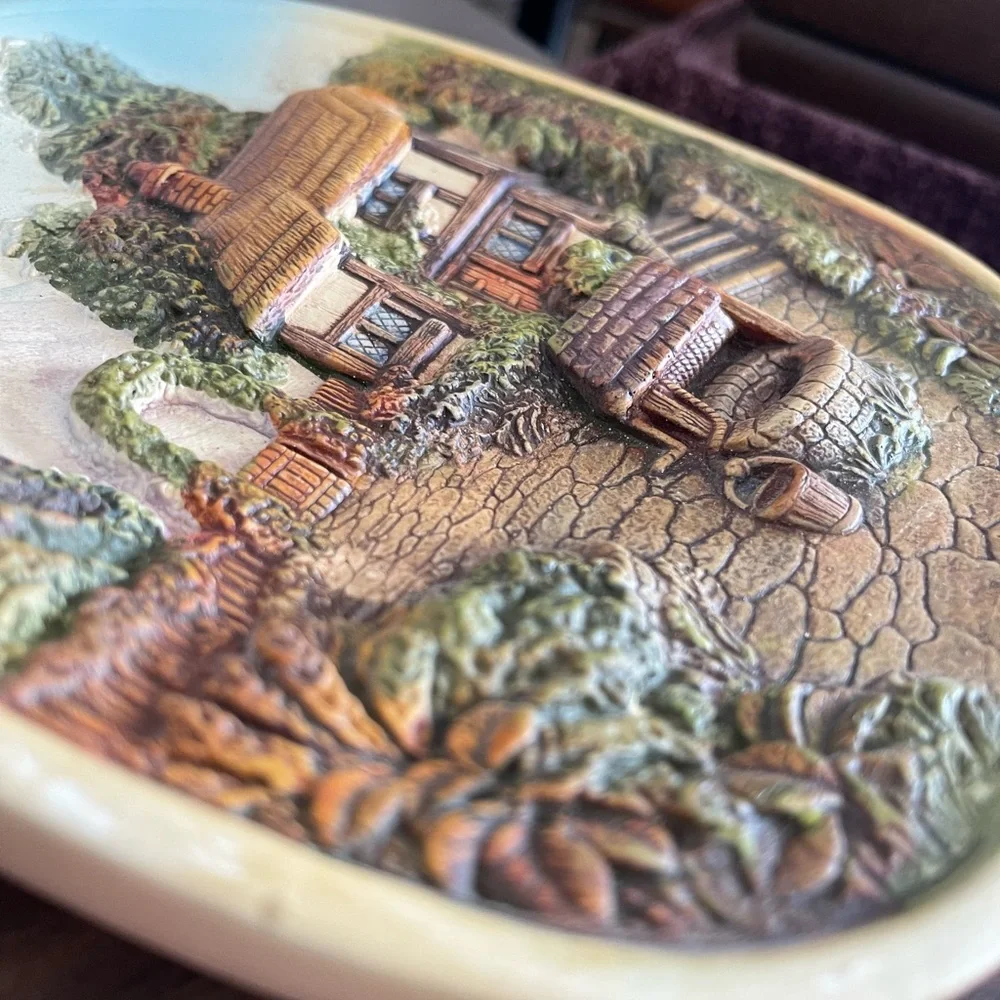 Set of 3 Vintage 1974 Legend Products England 3D Chalkware landscape Wall Plates - Picture 6 of 8